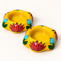 Ceramic Lotus Diya Candle Holder Set of 4
