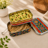Eco-Friendly Ethnic Meenakari 2-Tier Steel Tiffin