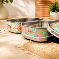 Eco-Friendly Ethnic Meenakari 2-Tier Steel Tiffin