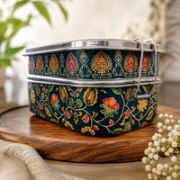 Eco-Friendly Ethnic Meenakari 2-Tier Steel Tiffin