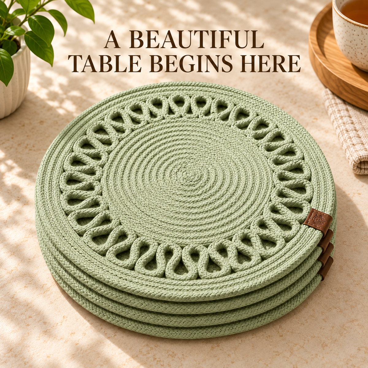 Handcrafted Round Braided Table Mat Set of 4