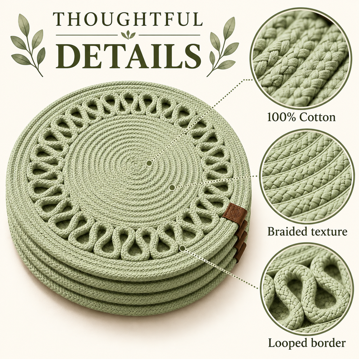 Handcrafted Round Braided Table Mat Set of 4