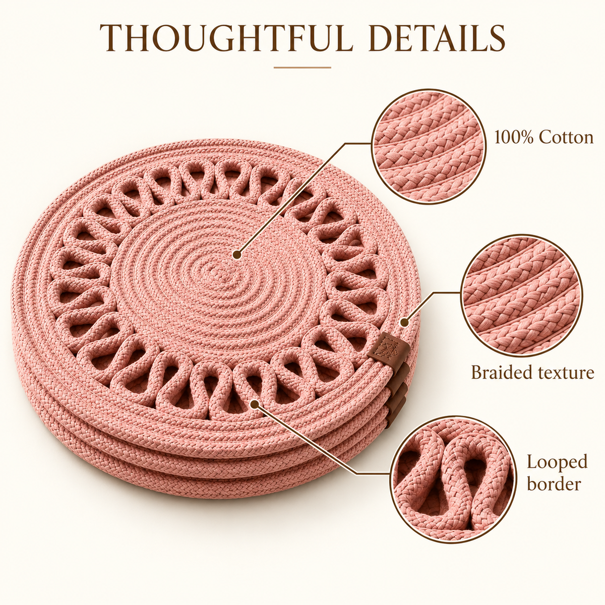 Handcrafted Round Braided Table Mat Set of 4