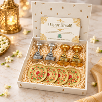 Diwali Gift Set – Swan Tealight Holders & Floral Coasters