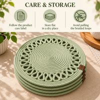 Handcrafted Round Braided Table Mat Set of 4