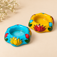 Ceramic Lotus Diya Candle Holder Set of 4