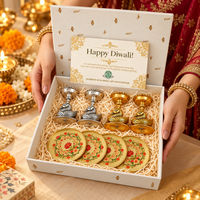 Diwali Gift Set – Swan Tealight Holders & Floral Coasters