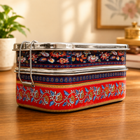 Eco-Friendly Ethnic Meenakari 2-Tier Steel Tiffin