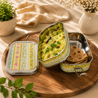 Eco-Friendly Ethnic Meenakari 2-Tier Steel Tiffin