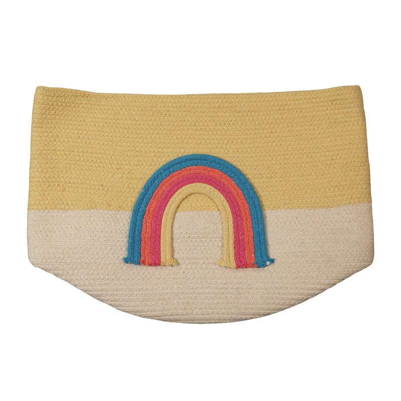 Yellow Cotton Rainbow Storage Basket Bag | Kids Room Decor