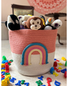 Pink Cotton Rainbow Storage Basket Bag | Kids Room Decor