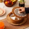 Elegant Floral Circular Print Wooden Roti Box | Ecofriendly Tableware | Stylish & Durable