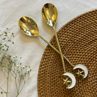 Gold Moon & Star Designer Spoon Set (Set of 2)
