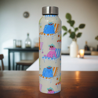 Sunbathing Dog Print Handcrafted Eco-Friendly Meenakari Steel Bottle(1L)