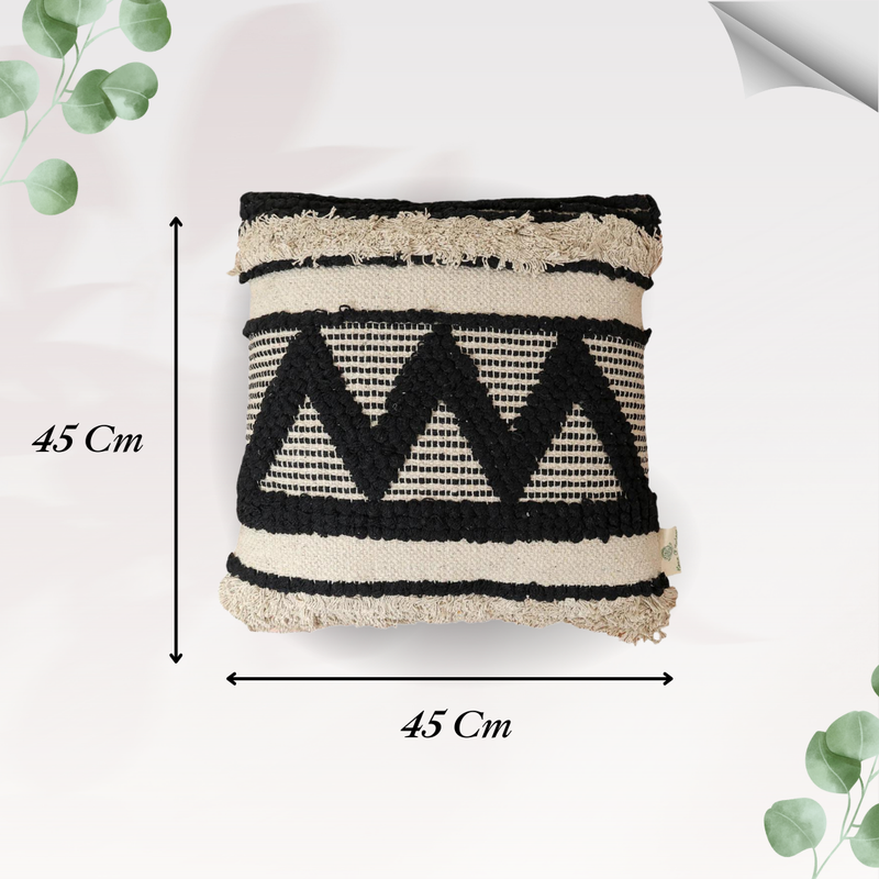 Zig Zag Cotton Cushion with Filler | Stylish & Comfortable Pillow for Home Decor (Set Of 2)