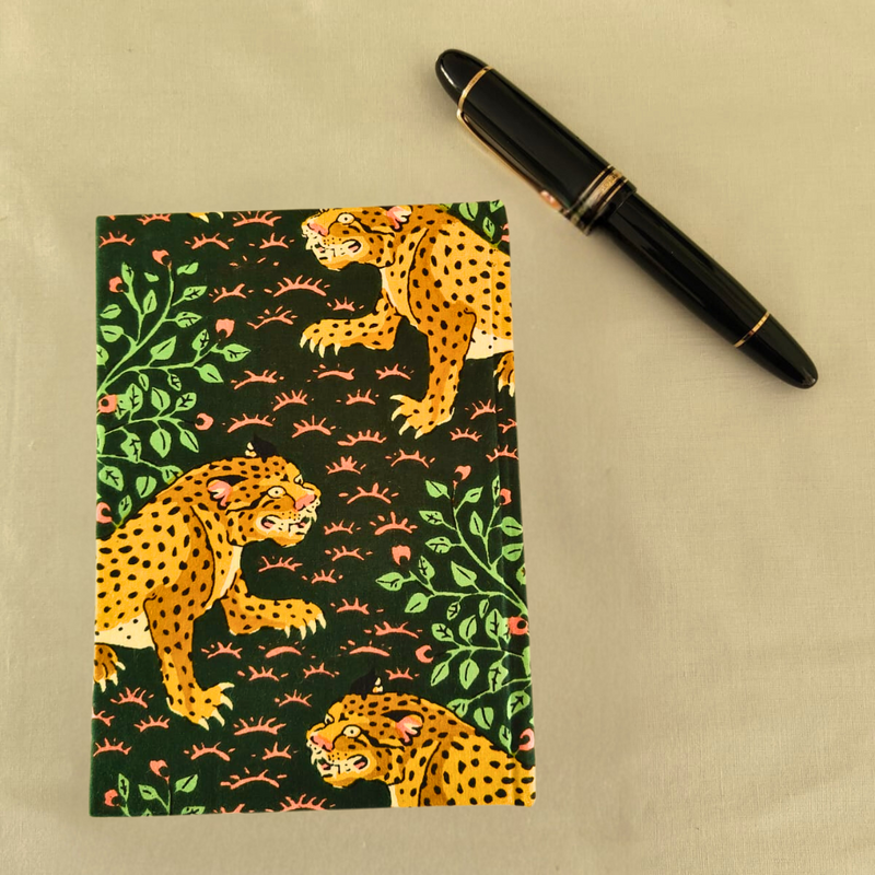 Green Floral Kantha Stitch Diary | Handmade Fabric Diary for Writing & Notes