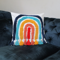 Rainbow Handcrafted Tufted Cushion Cover – Decorative & Textured Pillow Cover for Sofa & Bed