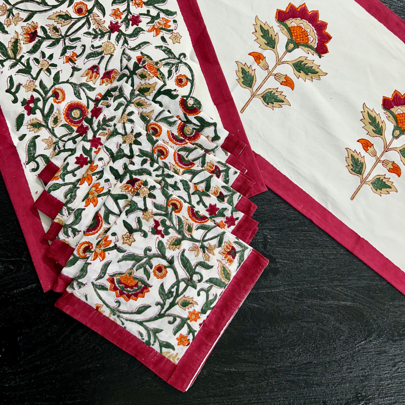 Kashmiri Embroidered Dining Table Set – Handcrafted Elegance for Your Table