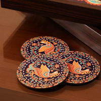 Elegant MDF Kalamkari Print Coaster – Stylish & Durable Design (Set Of 4)