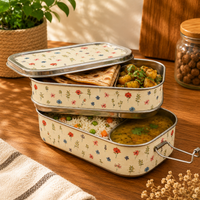 Eco-Friendly Ethnic Meenakari 2-Tier Steel Tiffin