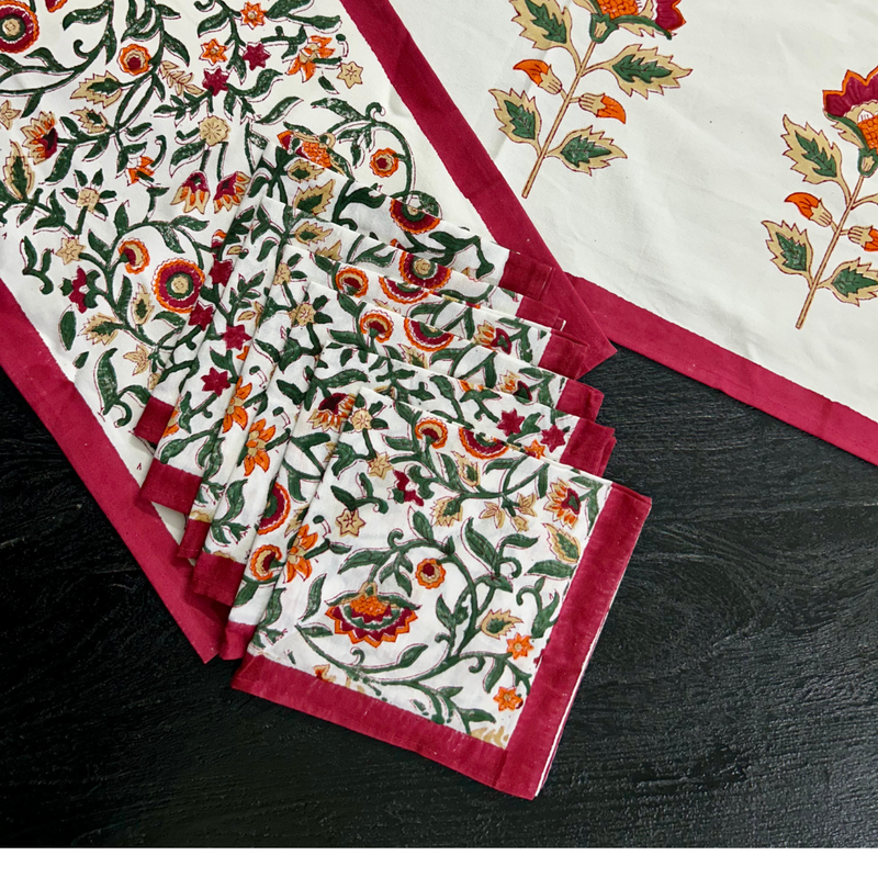 Kashmiri Embroidered Dining Table Set – Handcrafted Elegance for Your Table