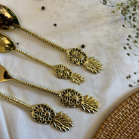 Luxury Brass Cutlery Set – Fork, Knife & Spoons with Pineapple Handle Design