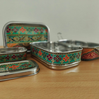 Eco-Friendly Ethnic Meenakari 2-Tier Steel Tiffin