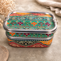 Eco-Friendly Ethnic Meenakari 2-Tier Steel Tiffin