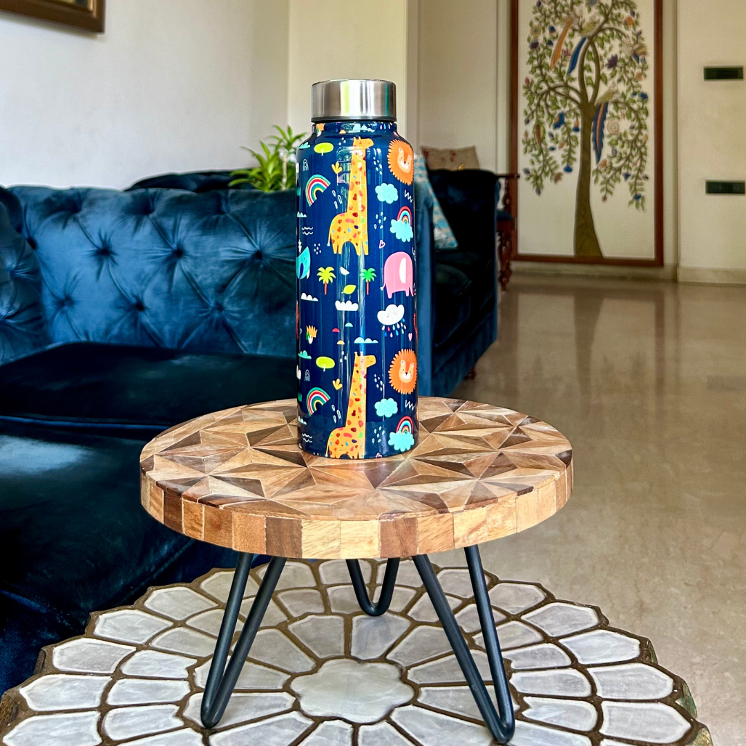 BG|Handcrafted Eco-Friendly Meenakari Stainless Steel Bottle(750 ML)-Animal
