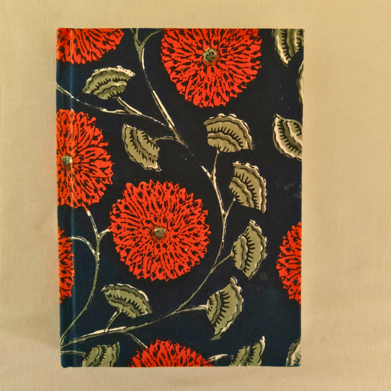 Green Block Print Floral Diary | Handmade Diary for Writing & Notes