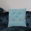 Teal Leaf Brocade Cushion – Elegant Sofa Pillow for Living Room
