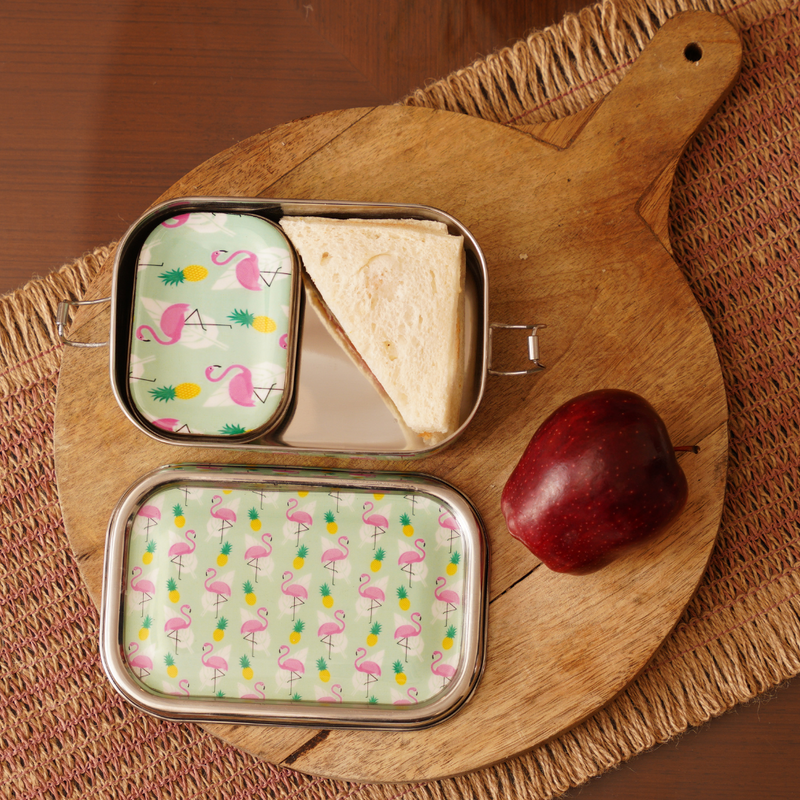 Floral Print Eco-Friendly Meenakari Steel Tiffin Box – Stylish & Durable