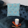 Teal Leaf Brocade Cushion – Elegant Sofa Pillow for Living Room