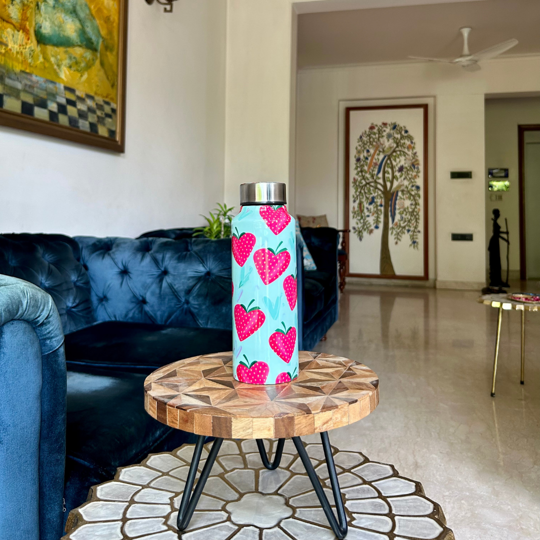 Handcrafted Eco-Friendly Meenakari Steel Bottle(750 ML)| Set of 2