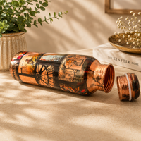 Handcrafted Copper Water Bottle – Vintage Retro Art Collage Design