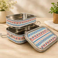 Eco-Friendly Ethnic Meenakari 2-Tier Steel Tiffin