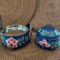 Ethnic Enamelware Steel Lunch Box – 2 Tier, Sustainable & Reusable