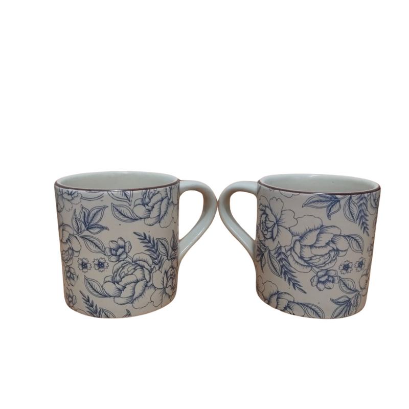 Royal Norfolk Blue Floral Coffee Mugs - Set of 2