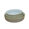 Geometric Pattern Handmade Ceramic Salad Bowl Set | Salad Plate - Serving Snacks Tray– Pack of 3
