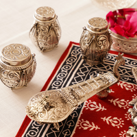 Decorative Silver Carving Tabla Set | Handcrafted Musical Showpiece for Home & Office Decor