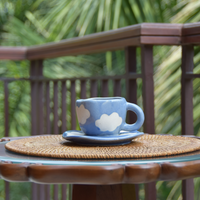 Blue Sky and Clouds Ceramic Mug and Saucer Set of 2