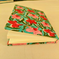 Green Block Print Floral Diary | Handmade Diary for Writing & Notes