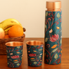 Copper Water Bottle Set | 1 Litre Bottle & Set of 2 Glasses | Boosts Immunity