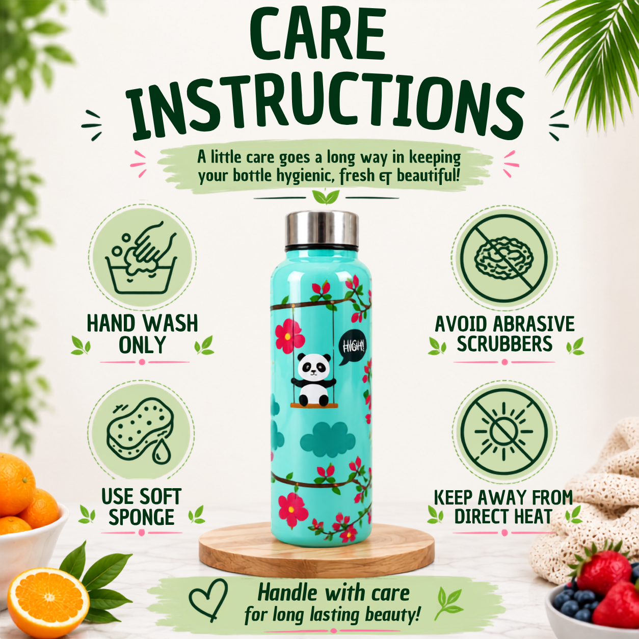 Handcrafted Eco-Friendly Meenakari Steel Bottle(750 ML)