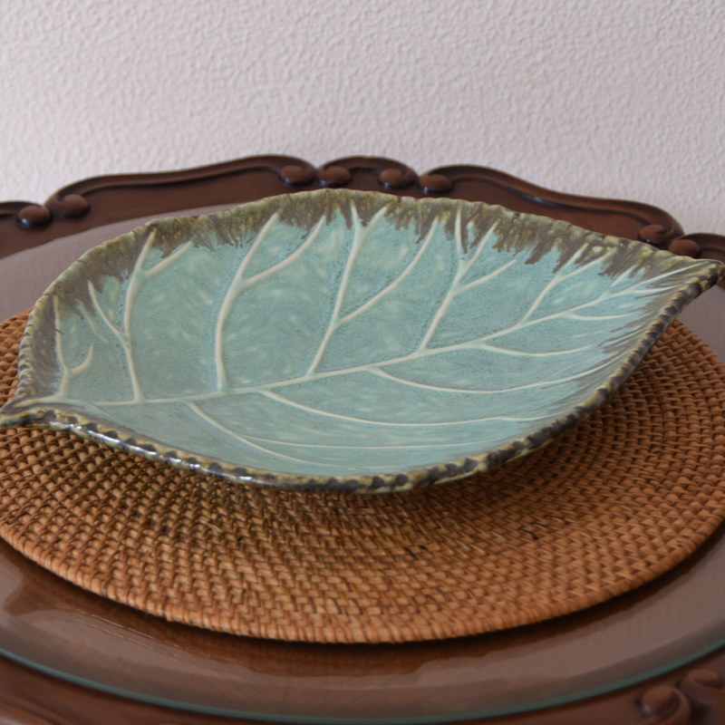 Ceramic Mint Leaf Serving Salad Platter | Tableware