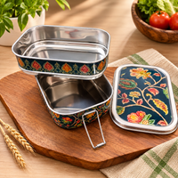 Eco-Friendly Ethnic Meenakari 2-Tier Steel Tiffin