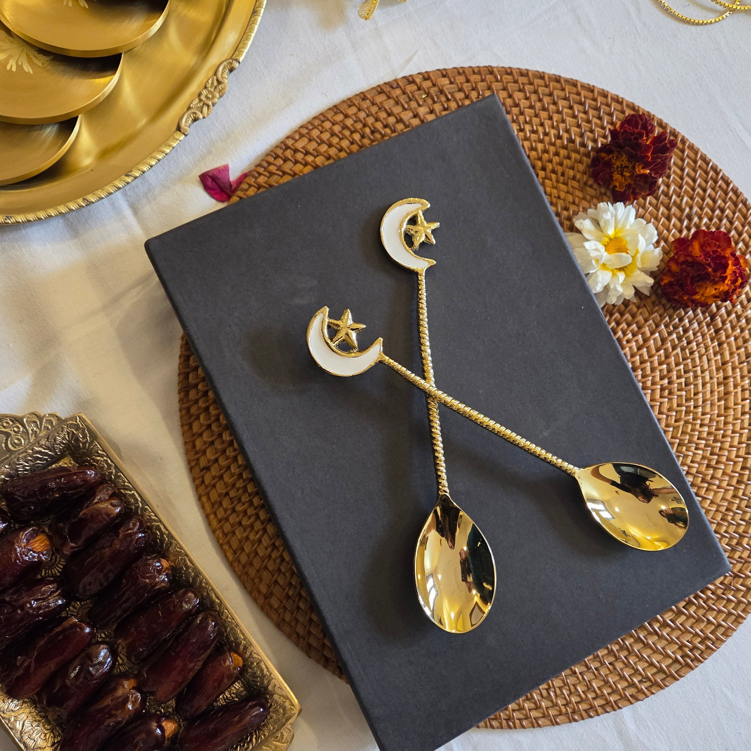 Gold Moon & Star Designer Spoon Eid Gift Set (Set of 2)
