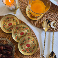 Eid Mubarak Handcrafted Floral Brass Coaster Gift Set (Set of 4) with Festive Packaging