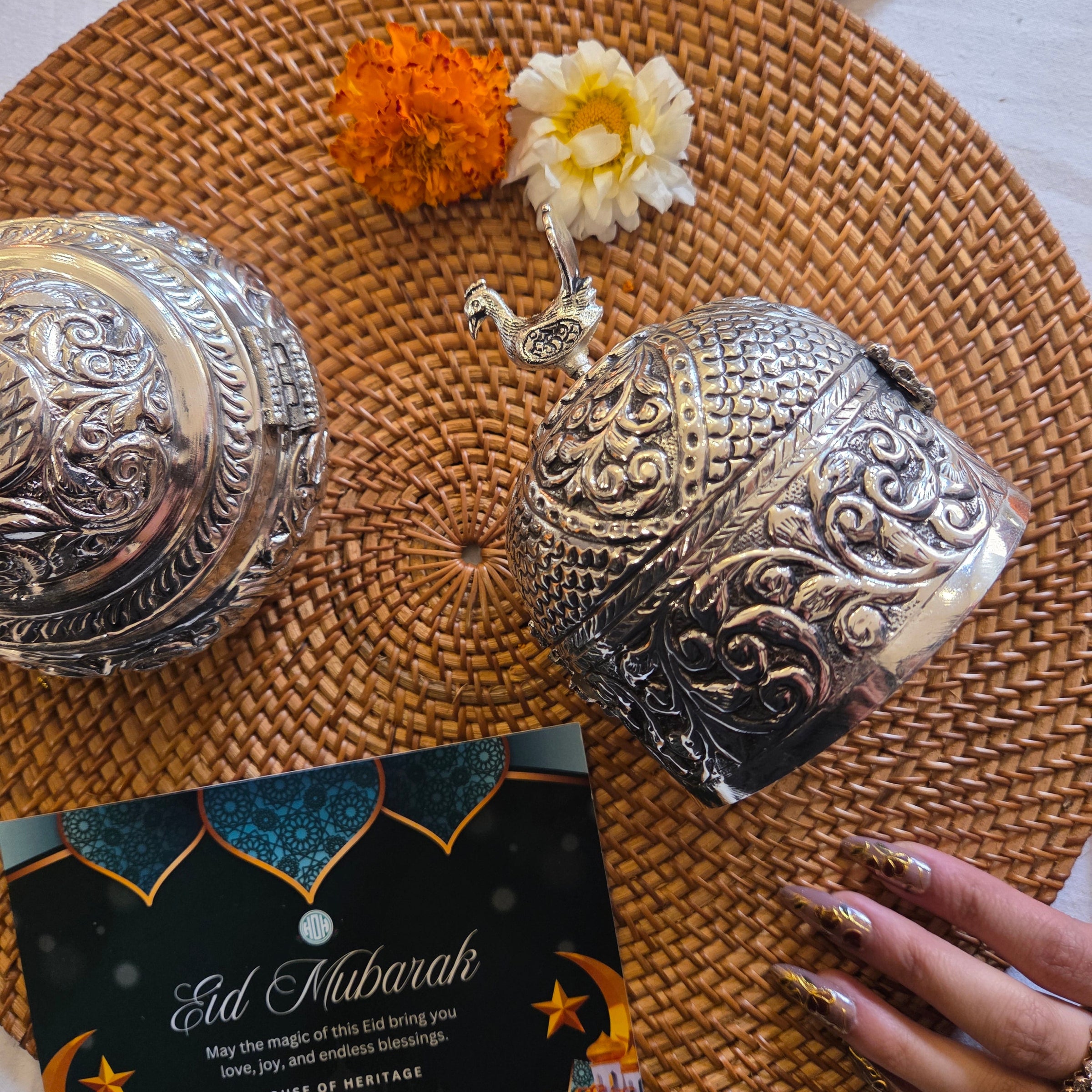 Silver Plated Peacock Design Multipurpose Decorative Box