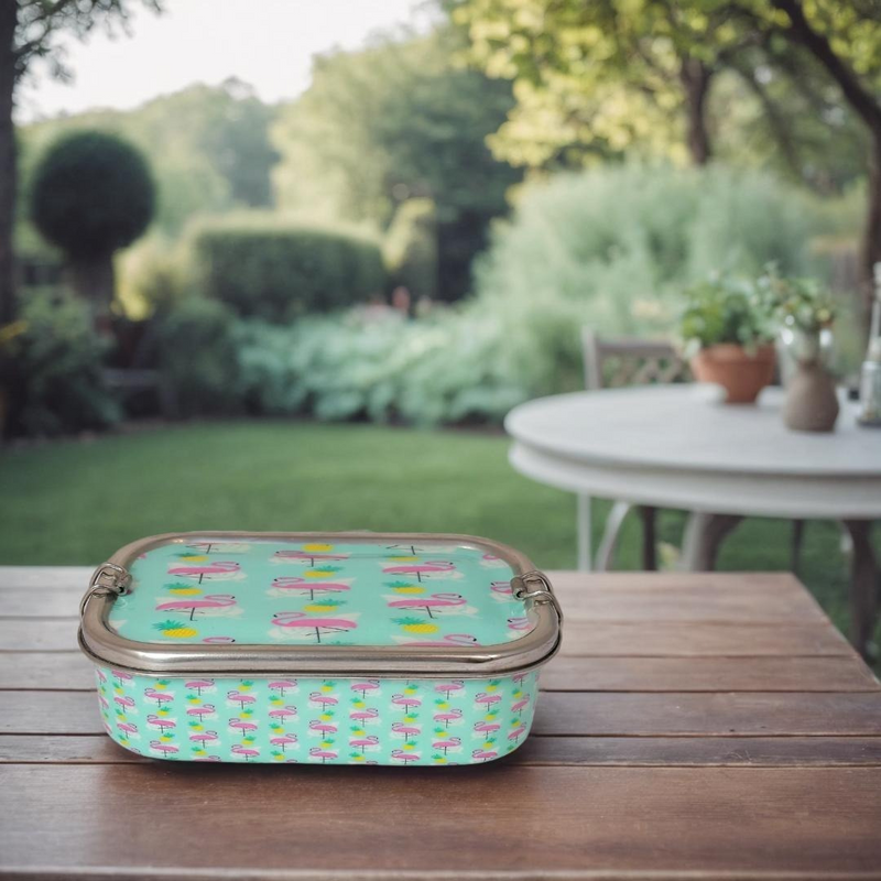 Eco-Friendly Meenakari Steel Tiffin Box – Stylish & Durable-Flamingo
